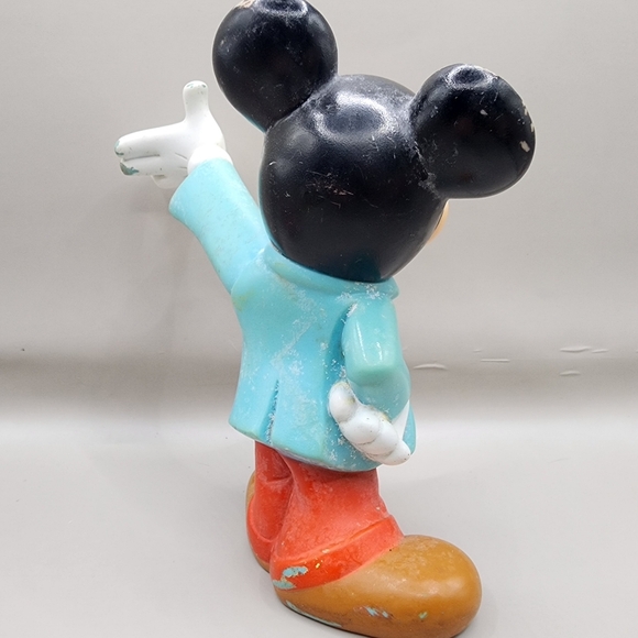 Vintage Mickey Mouse Moveable Arm & Head 6" Plastic Figure Toy - Picture 3 of 9